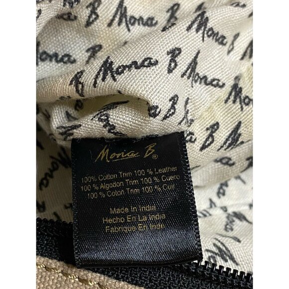 Mona B Nora Canvas Leather Shoulder Bag Distressed Canvas Magnetic Zip Closure - Picture 6 of 12